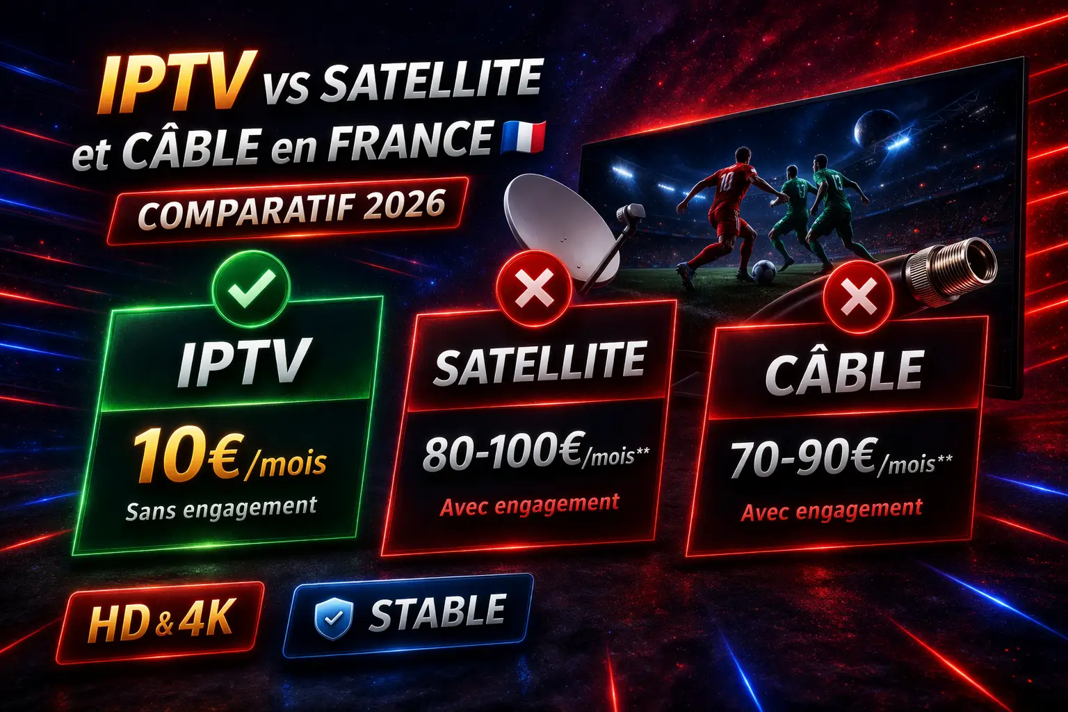 IPTV vs Satellite et Câble en France – Comparatif 2026